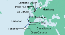 Route: Westeuropa 9 mit AIDAstella