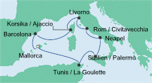 Route: Mittelmeer 13 mit AIDAblu