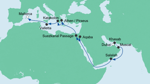 Vereinigte Arabische Emirate, Oman, Jordanien, Ägypten, Griechenland, Spanien