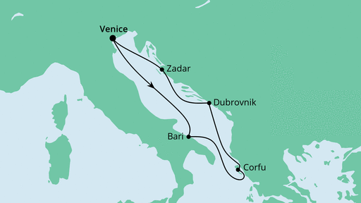 Route: Adria ab Venedig mit AIDAblu