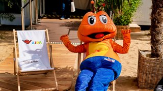 Dodo im Liegestuhl der AIDA Urlaubswelt