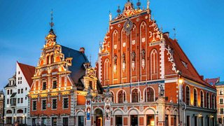 Historisches Schwarzhäupterhaus auf dem Rathausplatz in Riga