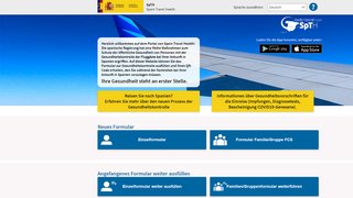 Webseite Spain Travel Health Portal aufrufen
