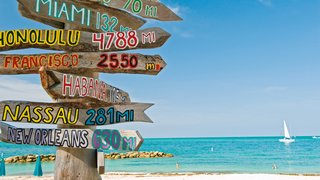 Wegweiser am Strand in Key West Florida
